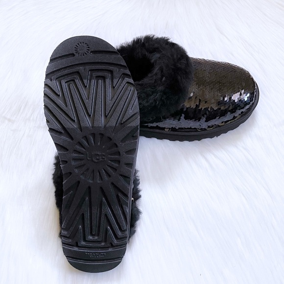 UGG Women’s Cluggette Sequin Black Slippers - Picture 7 of 8